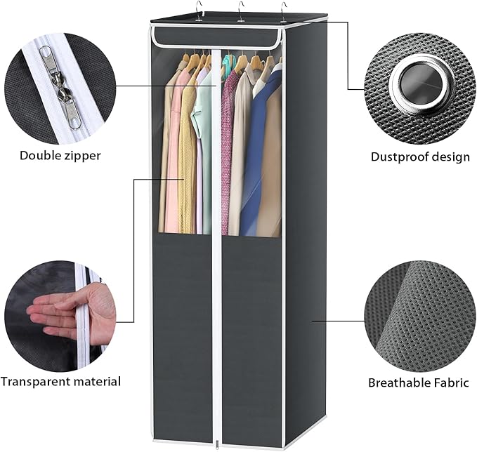 Univivi Garment Bags for Hanging Clothes, 2 Pack Large Clothes Storage Bags - Image 5