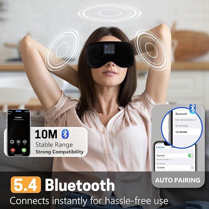 Sleep Mask with Bluetooth Headphones 3D Contour Sleeping Headphones 5.4 - Image 5