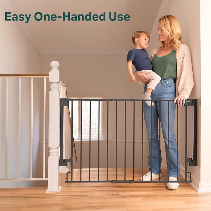 Cumbor 29.2–43" Baby Gate for Stairs, Wall-Mounted, Expandable No Bottom Bar - Image 6