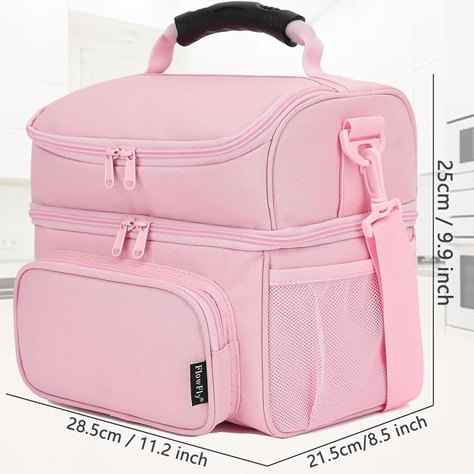 FlowFly Double Layer Cooler Insulated Lunch Bag Adult Lunch Box Large Tote Bag - Image 3