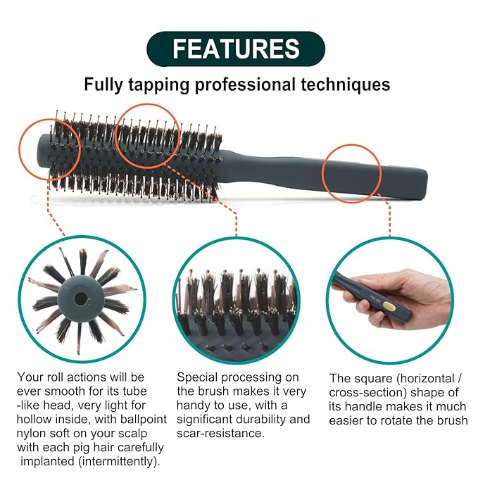 VESS Salon Roll Brush Professional Use PRO-200 For Short Hair and Medium Hair-D42 mm-Made in Japan