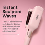 L'ANGE HAIR SculptWaver Titanium Deep Wave | Hair Crimper for Effortless Beach Waves | 3 Barrel Hair Waver with Adjustable Heat | Dual Voltage & Smart Timer | Styling Tools & Appliances, Blush - Large