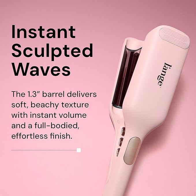 L'ANGE HAIR SculptWaver Titanium Deep Wave | Hair Crimper for Effortless Beach Waves | 3 Barrel Hair Waver with Adjustable Heat | Dual Voltage & Smart Timer | Styling Tools & Appliances, Blush - Large
