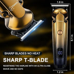 Hatteker Men's Beard Trimmer Kit Electric Razor Shaver Professional Hair Clipper with Zero Gapped T-Blade Nose Ear Beard Body Trimmer for Men Waterproof Cordless Grooming Kit 6 in 1