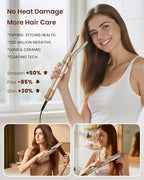 MESCOMB 6-in-1 Hot Air Styler – Hair Dryer with Straightener, Auto Curler & Volumizing Brush for Straightening, Curling, Smoothing & Volume, Damage-Free (Champagne Coffee)