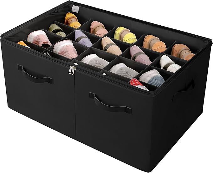 Shoe Organizer for Closet, Foldable Shoe Box by TOPIAHOME