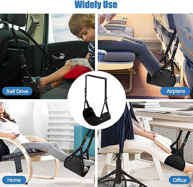 2 Pack Foot Hammock for Plane Travel, Portable Airplane Foot Rest Leg Hammock - Image 5