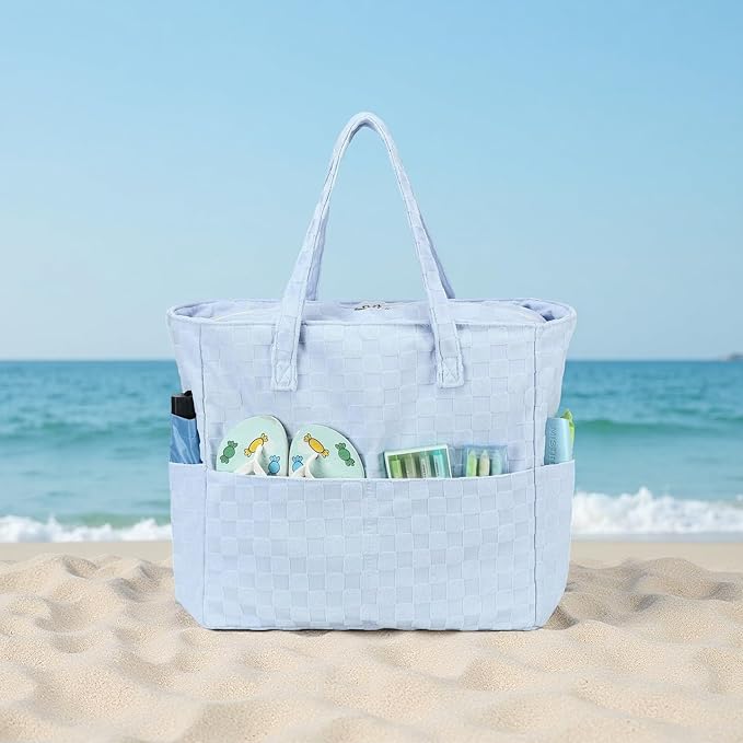LEDAOU Large Beach Tote Bag Women Waterproof Sandproof Zipper Beach Tote Bag - Image 8