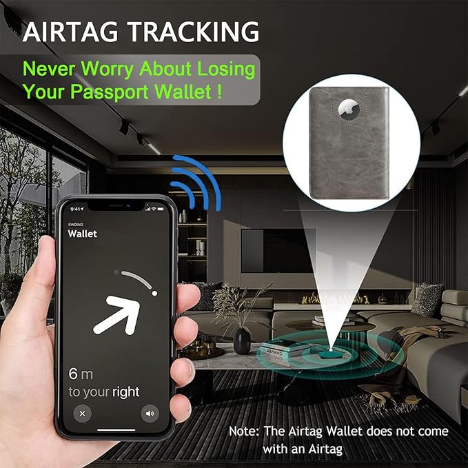 Airtag Passport Holder Cover Wallet Travel Essentials RFID Blocking Leather - Image 2