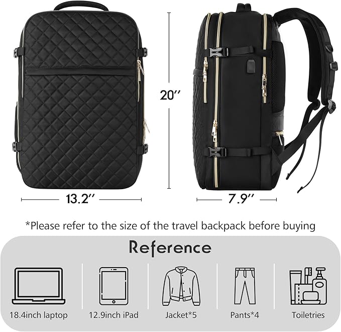 MOMUVO Large Travel Backpack Women, Flight Approved Carry On Backpack - Image 5