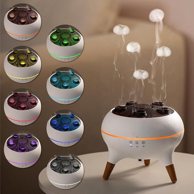 Essential Oil Diffuser for Home, Bedroom Humidifiers, Air Scent Aroma Aromatherapy Ultrasonic Humidifier Machine Timer Small Mini difusor de Aromas para casa Living Room Office Decor Gifts Jellyfish