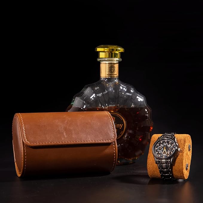 MR.OKAY 2 Watch Travel Case-Classic Leather Watch Case - Image 8