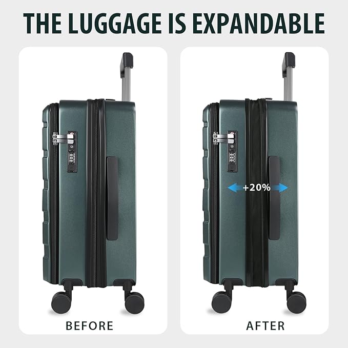 KROSER Carry On Luggage with Spinner Wheels & Built-in TSA Lock, Expandable Top - Image 5
