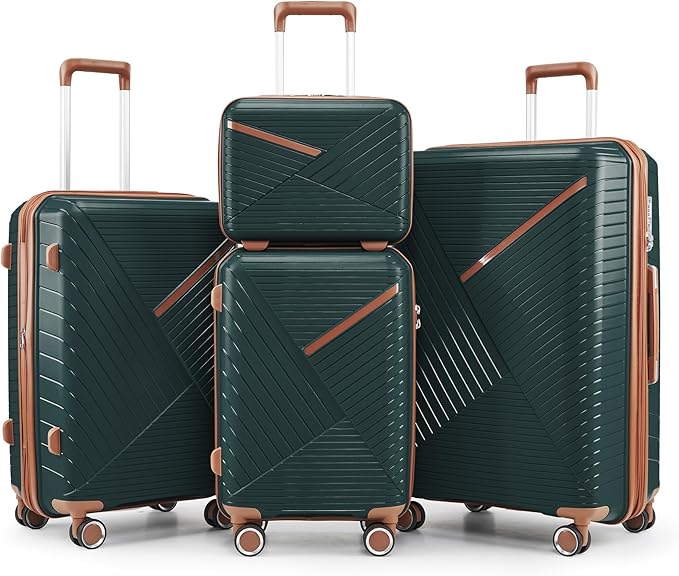 Campfun Luggage Sets 4 Piece, Expandable Carry On Luggage Set Hardshell PP by Campfun