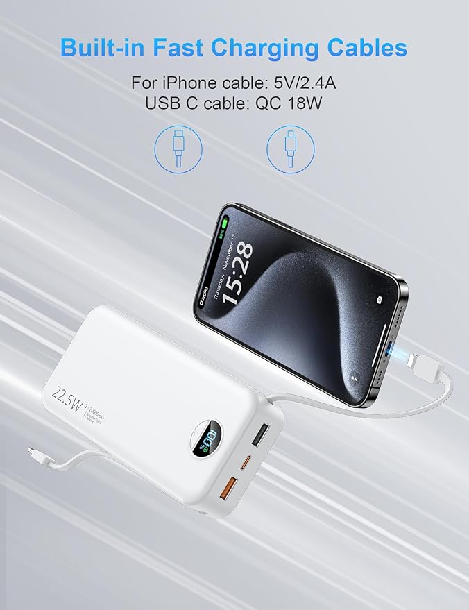 Portable Charger with Wall Plug, 20000mAh USB C Power Bank Fast Charging - Image 5