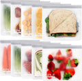 SPLF 10 Pack Reusable Sandwich Bags Dishwasher Safe, Reusable Quart Freezer Bags by SPLF