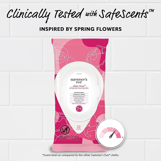 Summer's Eve Sheer Floral Daily Refreshing Feminine Wipes, Removes Odor - Image 4