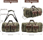 Wildroad 60L Travel Duffel Bag, Expandable Canvas Genuine Leather Duffle Bag - Image 5