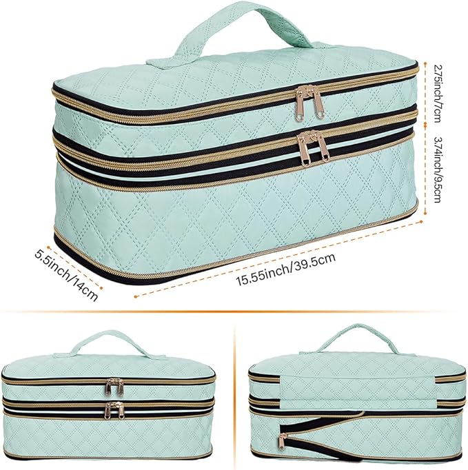 Hair Dryer Travel Carrying Case, Curling Iron Storage Bag, Slim Expandable Handheld Dual-Layer Travel Storage Bag for Dryer/Hair Tool Organizer/Style Organizer
