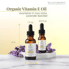 Health Priority Naturals|Organic Vitamin E Oil for Skin/Scars - 30,000 IU, 1 Fl Oz - Handmade in South Carolina, Non-GMO, Gluten/Cruelty Free, Vegan - Lavender Scented (Pack of 2)