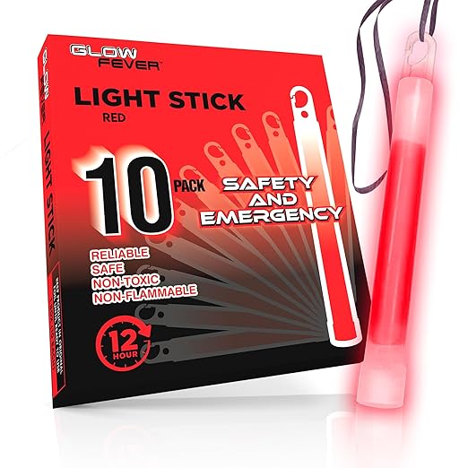Glow Fever Emergency Safety Military Grade Glow Sticks; 10pcs, Hurricane and - Image 2