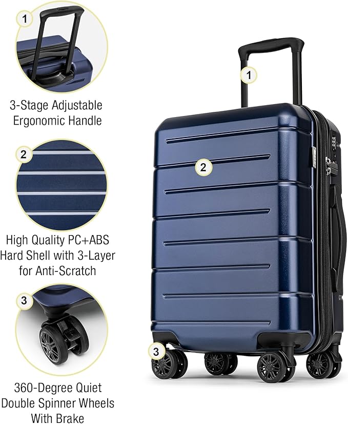 KYME Hardside Expandable Carry On Luggage 22x14x9 Airline Approved 20 Inch - Image 5