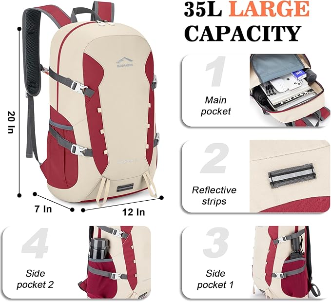 Hiking Backpack, Large 35L Travel Backpacks - Image 3