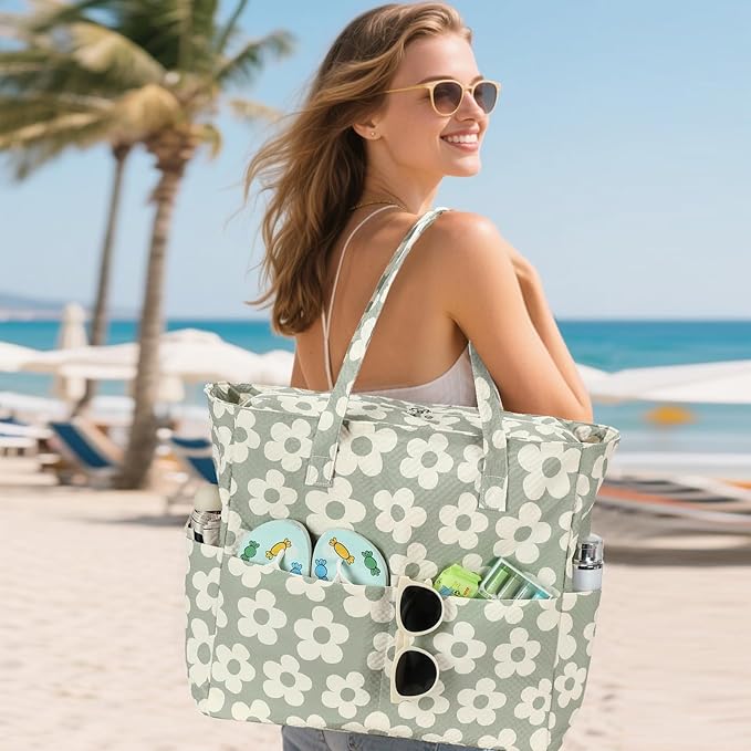 LEDAOU Beach Bag Waterproof Sandproof Women Tote Bag Pool Bag - Image 2