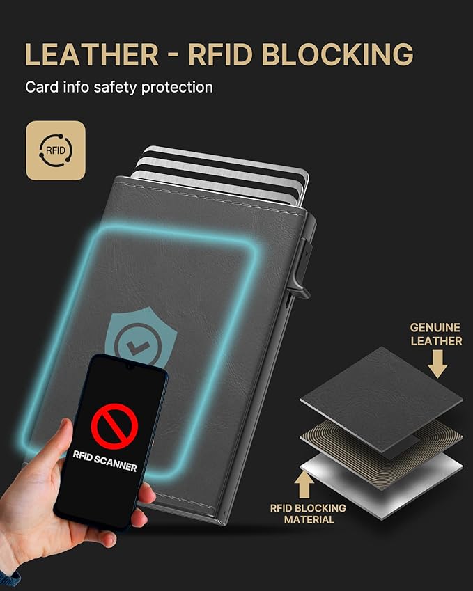 typecase Mens Wallet Card Holder: Pop Up Aluminum Case, Carbon Fiber Leather - Image 4