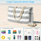 Becokan Beach Bags for Women Large Waterproof Beach Tote Bag Zipper Beach Bags - Image 7