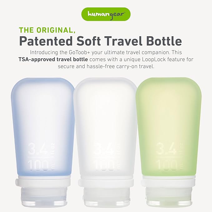 humangear GoToob+ 3-Pack | Refillable Silicone Travel Bottle | Locking Lid | - Image 2