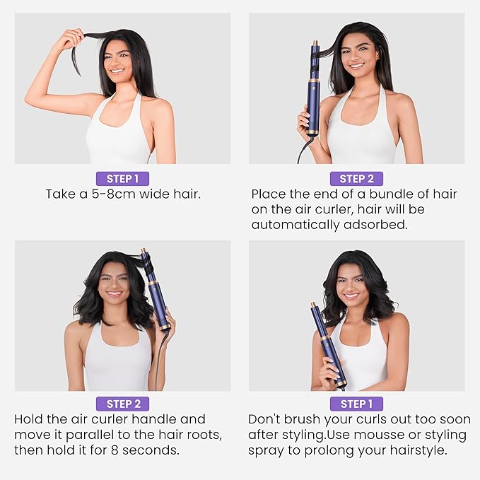 5 in 1 Blow Dryer Brush, Upgrade Hair Dryer Brush Air Curler Air Curling Wrap Styler, Detachable Hot Air Brush Negative Ion Curling Brush Iron, Hair Styling Tools for Drying Curling Straightening