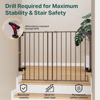 Cumbor 29.2–43" Baby Gate for Stairs, Wall-Mounted, Expandable No Bottom Bar - Image 4