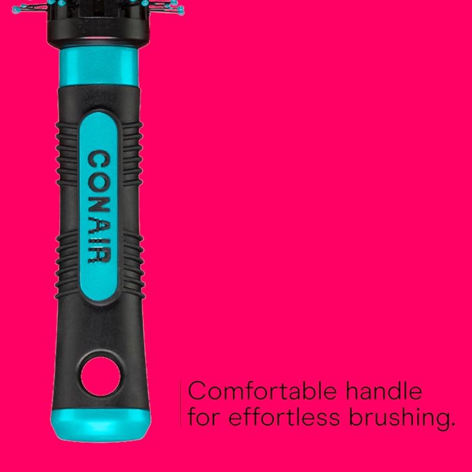 Conair Grip & Style Round Brush, Nylon Bristle Hair Brush for Blowout Styling, Ideal for Coarse, Curly, Wavy Hair, Teal