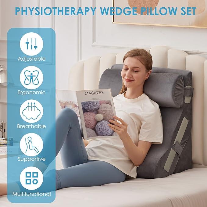3PCS Bed Wedge Pillow for Headboard, Adjustable Wedge Pillow for Sleep Apnea - Image 7