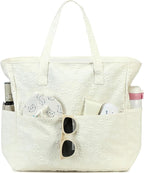 LEDAOU Large Beach Tote Bag Women Waterproof Sandproof Zipper Beach Tote Bag by LEDAOU
