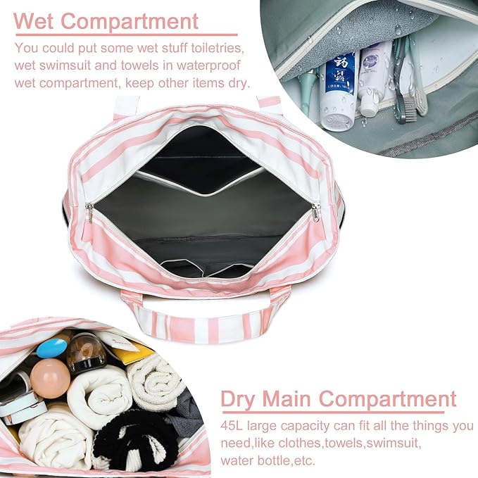 LEDAOU Beach Bag Waterproof Sandproof Women Tote Bag Pool Bag - Image 2