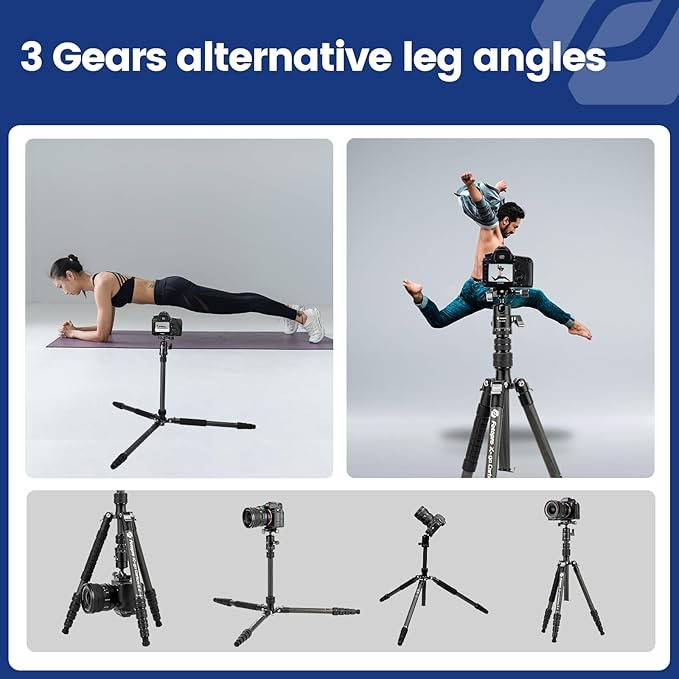 Fotopro 59" Carbon Fiber Travel Tripod, Lightweight Compact Camera Tripod - Image 7