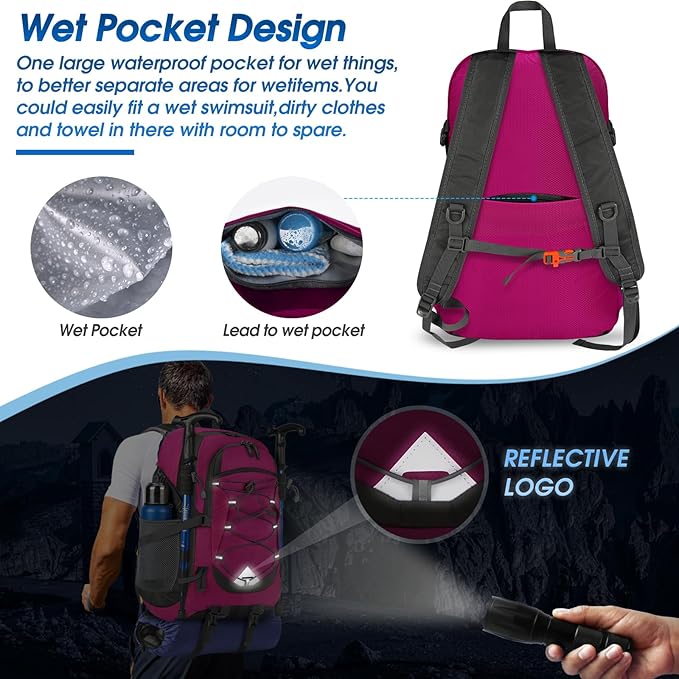 IGOLUMON Hiking Backpack 40L Packable Lightweight Camping Backpack Men Women - Image 5
