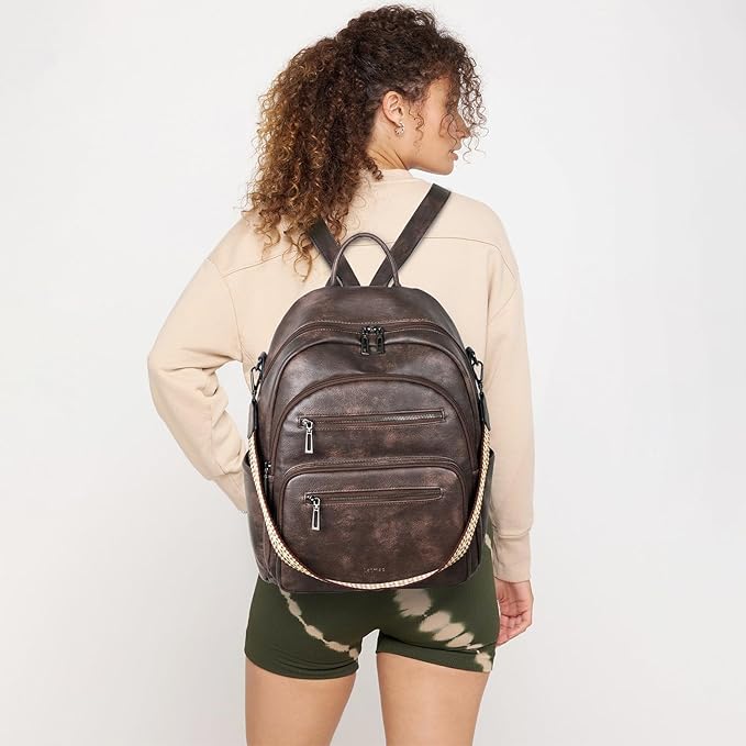 Backpack Purse for Women Laptop Backpack, Leather Travel Backpack Shoulder Bag - Image 2