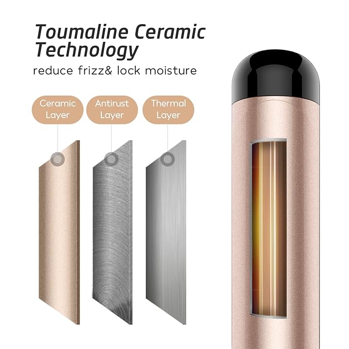 Hoson 2 Inch Curling Iron Large Barrel, Long Barrel Curling Wand Dual Voltage, Ceramic Tourmaline Coating with LCD Display, Glove Include