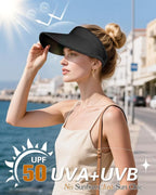 Sun Visor Hats for Women, UPF50+ Wide Brim Sun Hats Adjustable Foldable Beach - Image 4