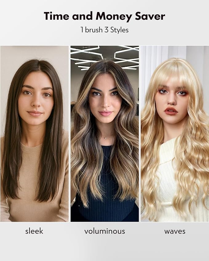 Thermal Round Brush, 1.5 inch Blowout Brush with Ceramic Barrel & Negative Ions Tech Makes Hair Smoother Get Natural Curls, Heated Styler Tool for All Hair Type, Dual Voltage