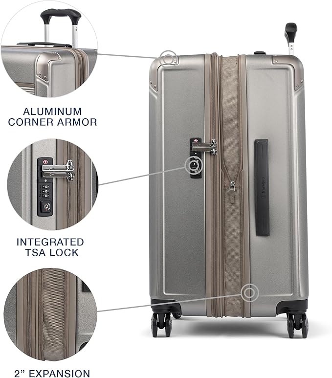 Travelpro Platinum Elite Hardside Expandable Checked Luggage, 8 Wheel Spinner - Image 4