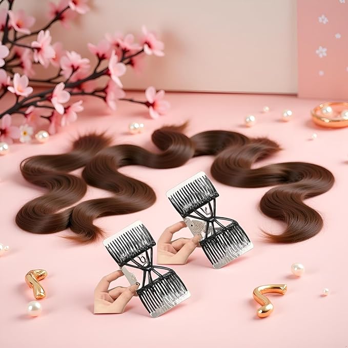 2Pcs Black Adjustable Elastic Hair Comb,Stretchy Double Comb Hair Clip,No Crease Hair Pins Double Slides Hairpins Combs Women Hairs Styling Accessories Hairs Care Styling Tools and Appliances