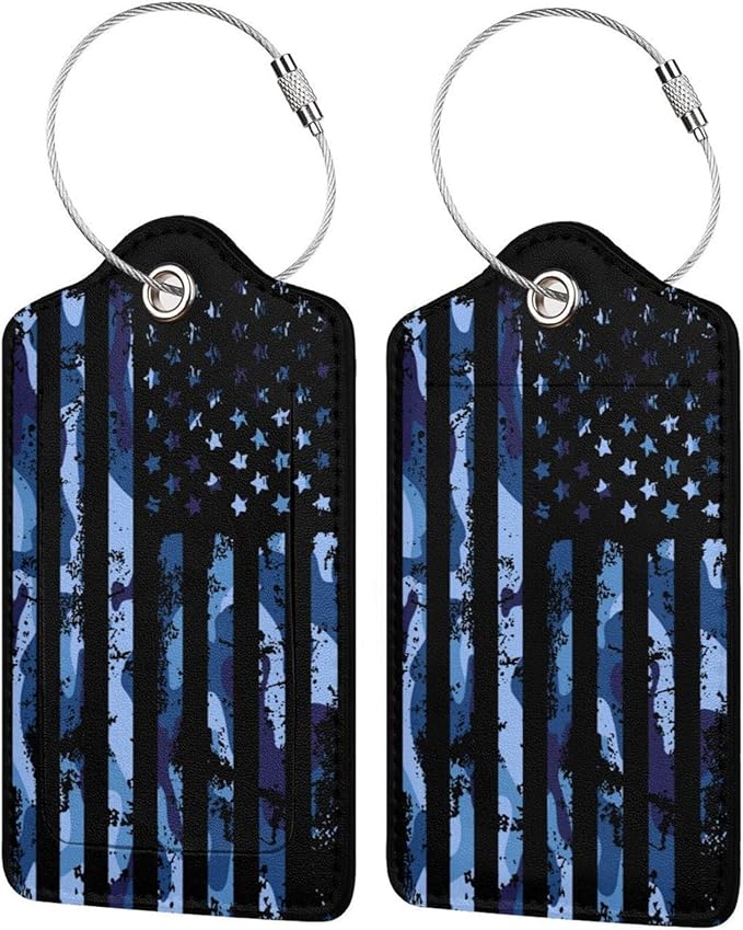 Set of 2 Luggage Tag for Suitcases Tie dye PU Leather Luggage Tag by OMXNAQZ