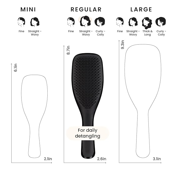 Tangle Teezer Ultimate Detangler Brush for Wet & Dry Hair, Eliminates Knots & Reduces Breakage for Straight to Wavy Hair Types, Liquorice Black