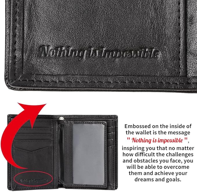 Holder for AirTag Men's Wallet Genuine Leather Purse RFID Blocking Bifold - Image 6