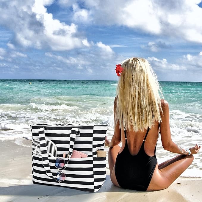 LEDAOU Beach Bag Waterproof Sandproof Women Tote Bag Pool Bag - Image 2