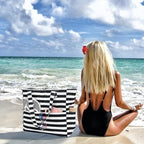 LEDAOU Beach Bag Waterproof Sandproof Women Tote Bag Pool Bag - Image 2